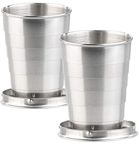 Semptec Urban Survival Technology Teleskop Becher: 2er-Set Mini-Teleskopbecher (je 3 cl) mit Schlüsselanhänger (Campingbecher, Shot, Geschirr)