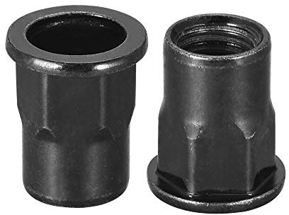 sourcing map M10 Rivet Nuts, Thread Half Hexagonal Carbon Steel Zinc-Plated Flat Head Threaded Insert Nut Black 50Pcs