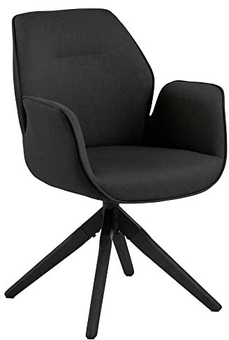 AC Design Furniture Aurelia Esszimmerstuhl, H: 91 x B: 60,5 x T: 58,5 cm, Dunkelgrau/Schwarz, Stoff/Holz, 1 Stk.