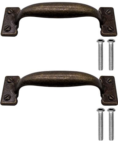 Fuxxer Antik Schubladen Bügel-Griffe, Bronze Eisen Design, 131 x 30mm, 2er Set