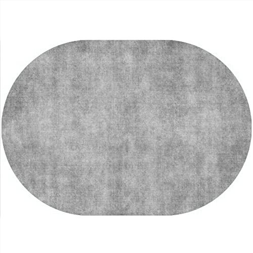 Rururug Teppich Oval Moderner Läufer Orientteppich Kurzflor Flur Schlafzimmer Küche Wohnzimmer rutschfest Waschbar, hellgrau, einfarbig Oval 80 x 150 cm