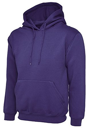 Felpa con cappuccio da uomo classica tinta unita con cappuccio (22 colori), Viola, XS