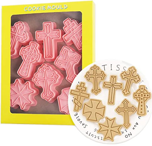 8 Stücke Niedliche Christliche Kreuz Ausstechformen Kunststoff Plätzchenstempel Keksform Presse Kreuz Keksform Set Backen Küchenwerkzeuge (Kreuz 1227B)