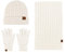 Mutze Schal Set Damen Grau, Damen Winter Warm Knit Mütze Hut Schal Handschuhe Set Touchscreen-Handschuhe Strick mit Kreis Loop Schal Fleece Gefüttert für Ski 3-in-1 Winter-Set