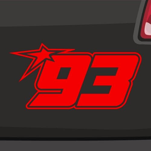 Generisch Startnummer 93 Aufkleber Raceing Start Sticker Auto Zahl MTB Motorrad 14x7cm Farbe: Rot