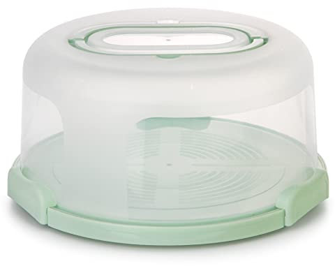 Spesh Porta torta rotonda con maniglia, 10 pollici, contenitore per torte con sartorie, riutilizzabile, diametro 30 x 15 cm (verde chiaro-01)