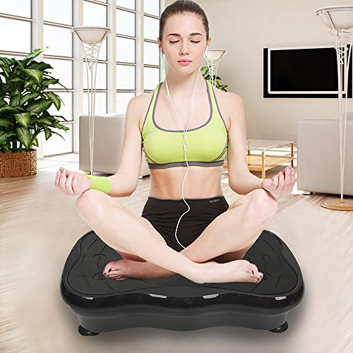 Plateforme Vibrante Oscillante pour Fitness, Plaque Vibrante 3D avec 2 Bandes de Résistance, Plateforme Oscillante, 5 Modes de Programmation, LCD (Noir)