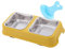 Double Dog Bowl,Non Slip Non-spill Stainless Steel Double Bowl with 1 Pet Food Spoop For Small Dogs and Cats (M, Orange Yellow)