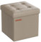 SONGMICS Sitzhocker 38 cm, Aufbewahrungsbox faltbar, Fußhocker mit Deckel, aus Kunstleder, bis 300 kg belastbar, für Eingang, Wohnzimmer, Schlafzimmer, kamelbraun LSF030K13