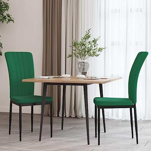 MNISDFL Küchenstühle Bequemer Lesesessel Wohnzimmersessel Esszimmerstühle 2 STK. Dunkelgrün Samt