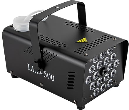Nebelmaschine mit Fernbedienung, Nebelmaschine 500 W Minidisco Rauchmaschinen mit 18 LED RGB Lichter, Partyautomat mit Nebelautomatik & Funkfernbedienung für Halloween, Weihnachten, Hochzeit