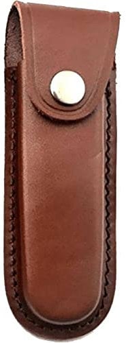 Folding Blade Pocket Knife Sheath Leather Knife Sheath Holder Leather Case with Snap Closure and Belt Loop Edc Pocket Pouch