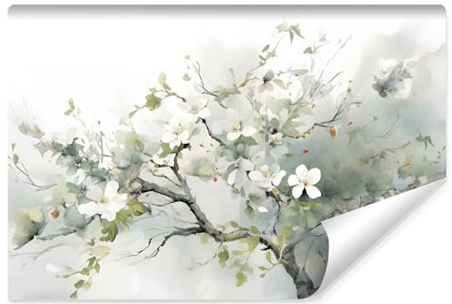 Muralo - 3D Tapete Vliestapete - Fototapete 3D Effekt - Tapete für Wohnzimmer Schlafzimmer Wandtapete - Fototapete - Kirschblüten Motiv - Br. 520cm x Hö. 318cm