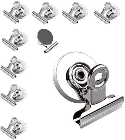 Clips Magnéticos,10 Pcs Clip de Imanes de Nevera Fuertes Clip Magnético Redondo Clip Magnético para Pizarra Blanca para Fotos Clips para Refrigerador De Metal para Hogar Cocina Oficina Escuela(Negro)