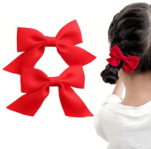 1 Paio Mollette Capelli con Fiocco,Mollette a Coccodrillo per Capelli,Accessori per Capelli Moda Ragazze,Accessori per Capelli Donne Natale Matrimonio Compleanno (Rosso)