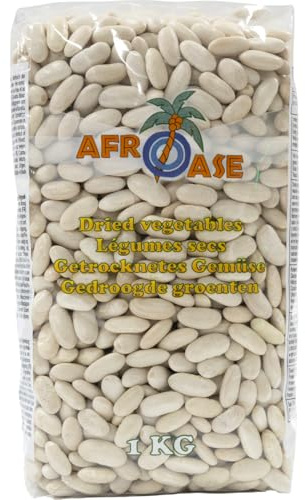 AFROASE Weiße Bohnen - 1 x 1 kg Trockenware | Premium Hülsenfrüchte, reich an Proteinen und Ballaststoffen, ideal für Suppen und Eintöpfe