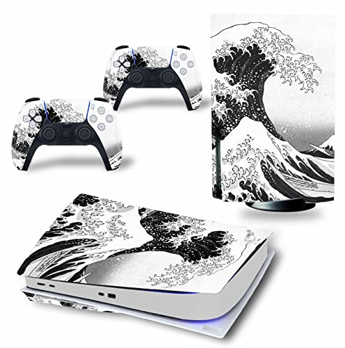 Skin Aufklebern Für PS5 Skin Disc Edition & Digital Konsole Und Controller Vinyl Cover Skins Wraps Kratzfest, Kompatibel 46985 Aufkleber Cover Wrap(Disc Version)