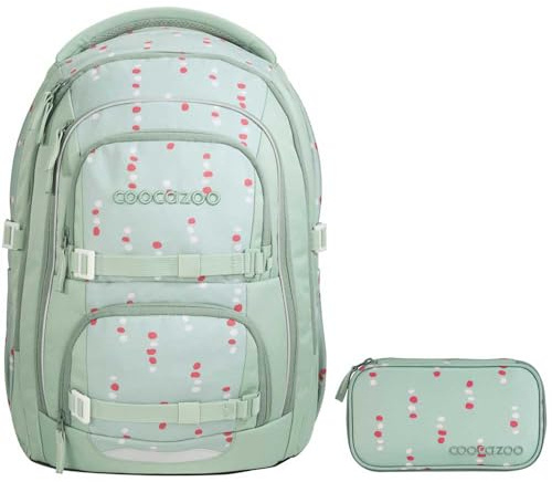 coocazoo PORTER Schulrucksack-Set 2tlg inkl. Schlamperbox (Dancing Dots V2)