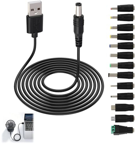Cable Conector USB a CC Universal 13 en 1, Cargador Multifunción con 13 Adaptadores para Enrutadores, TVs, Cintas LED, Philips Hue y Más, Alimentación Segura Portátil y Solución Versátil