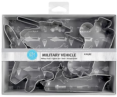 R & M International 1935 Military Vehicle Cookie Cutter Set, Tin, Silver
