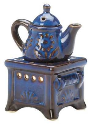 Koehler 5.375 Inch Teapot Stove Oil Warmer Blue, Porcelain