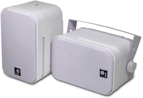 e-audio Paire de Mini Enceintes B418 100W Blanches 3,5 2 Voies de Haute qualité
