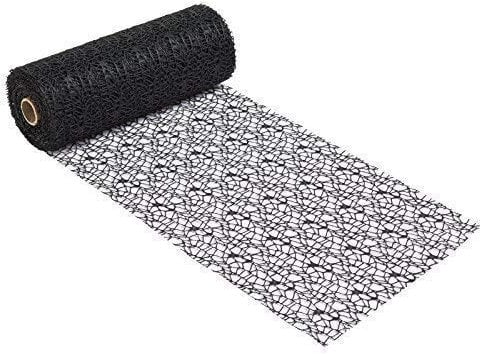 HF Dekostoff Tischläufer Tischband Netz-Optik versch. Farben Meterware 1 m x 29 cm (schwarz)