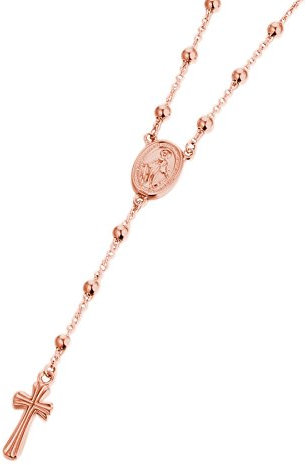 DOOSTI Rosenkranz Kette mit Anhänger 925 Silber Rosegold vergoldet