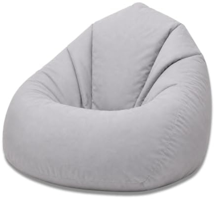 BuBiBag Sitzsack Bodensessel Kinder Outdoor, Grau XL | Tropfenform mit Rückenlehne, 108x65 cm, fertig gefüllt geliefert, wasserabweisend für drinnen und draußen