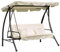 Outsunny Dondolo da Giardino 3 Posti convertibile in Letto con Tetto Reclinabile e Cuscini, Dondolo da Esterno in Ferro e Poliestere, 200x125x170 cm, Crema