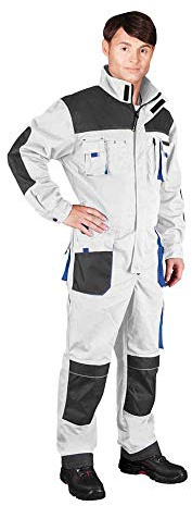 Leber & Hollman Herren Overall LH-FMN-O, 65% Baumwolle, 35% Polyester, 270 g/m2, Hochkragen, 2-Wege-Reißverschluss und Klettverschluss, 14 Taschen, Kniepolstertaschen