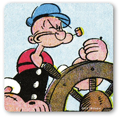 Logoshirt® Popeye der Seemann | Steuerrad I Untersetzer | Kork | 10x10cm | langlebiger Druck | Lizenziertes Originaldesign