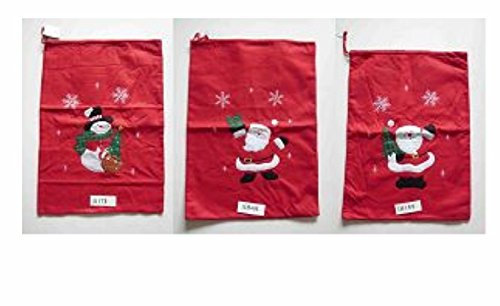 Unbekannt 60x40cm Samt Geschenkesack 1 STÜCK rot Weiss Weihnachtsbeutel Stoffbeutel Schneemann oder Weihnachtsmann Weihnachtssack Sack Weihnachtssocke