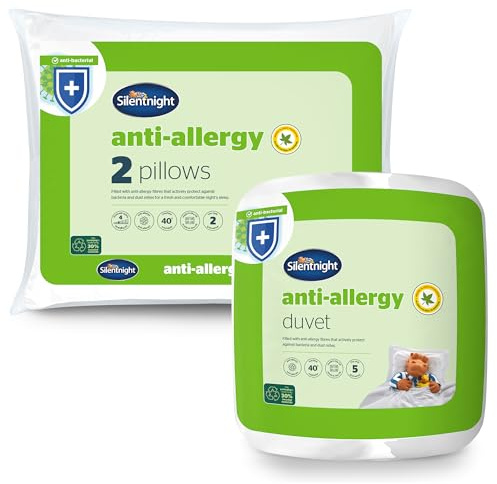 Silentnight Anti Allergy 10.5 Tog Duvet and Pillow Pair Bundle, King | All Year Round Winter Quilt, Anti-Bacterial, Machine Washable, Allergy UK Approved Anti Allergy Fibres