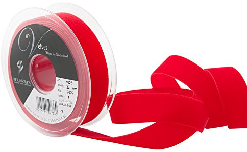 Berisfords Velvet Ribbon Rouge 30mm x 10m - Nylon Craft Ribbon for Sewing, Gift Wrapping and Hair Accessories