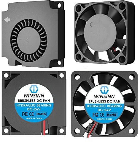 WINSINN 24V 40mm Fan Blower for Cooling Ender 3 / Pro Turbine Turbo 40x10mm 4010 DC Brushless Hydraulic Bearing, with Air Guide Parts - High Speed (Pack of 4Pcs)