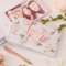 Gäste-Buch Foto-Album Team Bride Rosé-Gold Kupfer mit Blumen-Motiv - Gäste-Buch Junggesellinnen-Abschied, JGA-Party Photo-Album Braut Frau-en