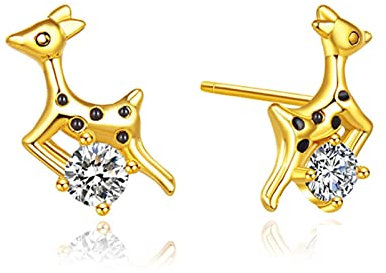 Trendy Weihnachten Ohrstecker Echt Silber 925 Kleiner Netter Hirsch AAAA Zirkon Ohrring Für Schmuck