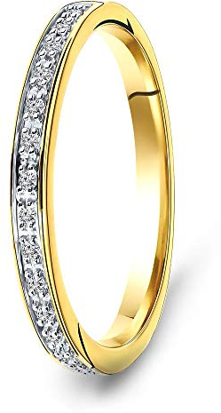 MIORE Schmuck Damen 0.05 Ct Diamant Ewigkeitsring mit 16 Diamanten Brillanten Ring aus Gelbgold14 Karat /585 Gold