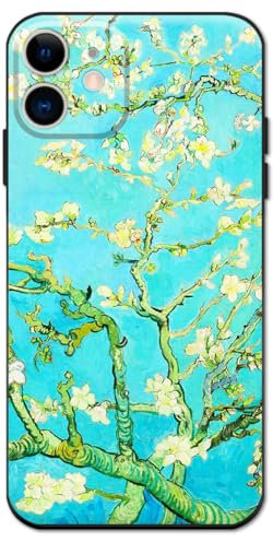 Berkin Arts Compatible with iPhone 12 Mini Case Silicone Cover with Screen Protector Post-impressionism Flower (Almond Blossom by Vincent Van Gogh)