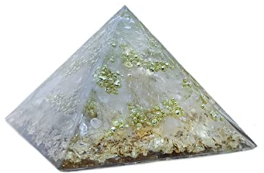 Orgonit Pyramide Kristall der Reinheit - Spirituelles Orgon mit Edelsteinen | Bergkristall | Herkimer Diamant | Gold [Größe Mittel]