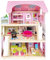 Bino world of toys Puppenhaus mit Balkon, Spielzeug für Kleinkinder ab 3 Jahren, mit 3 Etagen, Treppen, 4 Zimmern und Balkon inkl. 15-TLG. Zubehör, zur Förderung kindlicher Fähigkeiten, Rosa-Design
