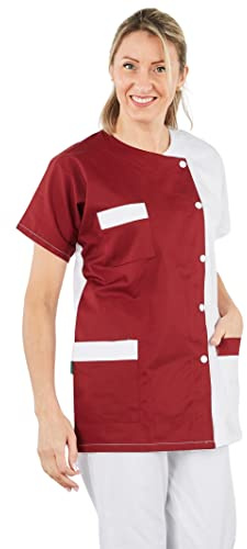 Hurry Jump Blouse médicale Femme bi-Color - Blanc Bordeaux Prune Taille : 3