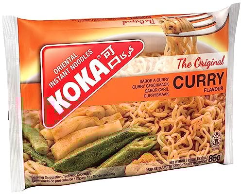 Koka Oriental Style Instant Noodles | Curry Flavour | Snack or Meal Accompaniment | Ready in 2 Minutes | 85g (Pack of 30)