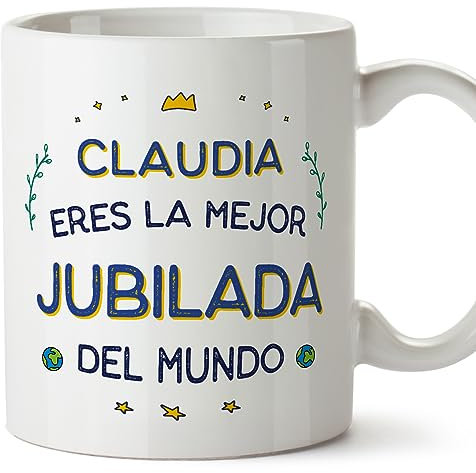 MUGFFINS Tazas Personalizadas para JUBILADA mujer - En Español - Mejor del Mundo - 11 oz / 330 ml - Regalo Personalizable original y divertido