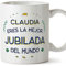 MUGFFINS Tazas Personalizadas para JUBILADA mujer - En Español - Mejor del Mundo - 11 oz / 330 ml - Regalo Personalizable original y divertido