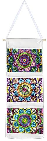 JinZeYou Wand Hängen Tasche, 5D DIY Diamond Painting Wand Tür Hängetasche Aufbewahrungstasche, Diamant Malerei Bilder Hängender Organizer mit 3 Taschen für Kinderzimmer Badezimmer Schlafzimmer