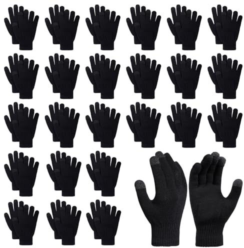 Pistha 24 Pairs Winter Gloves Touchscreen Magic Gloves Stretchy Knit Cotton Gloves Bulk For Men Women Homeless Cold Weather Christmas Bulk Pack Gift