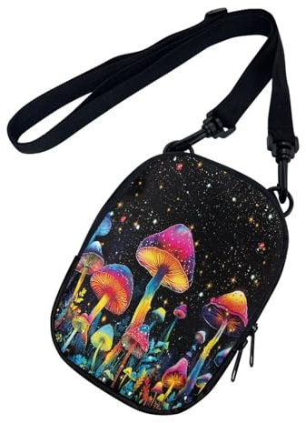 chaqlin Damen Herren Mini Geldbörse Crossbody Tasche Schulter Handtaschen Crossbody Handytasche mit Tasche, Pilz Neon, Einheitsgröße