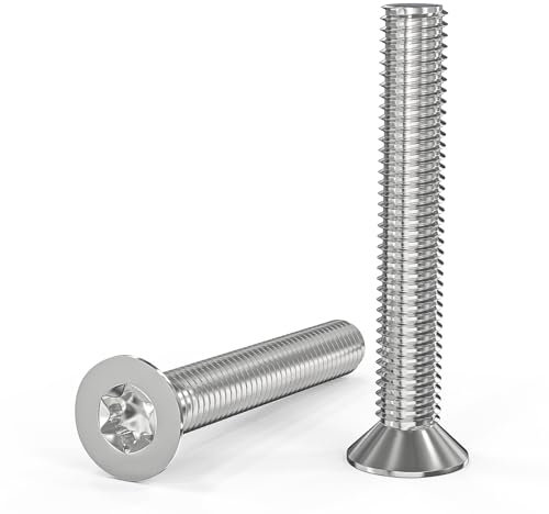 ORTAVA 20 Stück Senkkopfschrauben M6 x 40 mm, M6 Senkkopfschrauben Torx Edelstahl 304, Senkkopfschraube mit Innensechsrund/Torx (ISR/TX) nach Norm ISO 14581 / DIN 965, für Maschinen, Geräte und Möbel